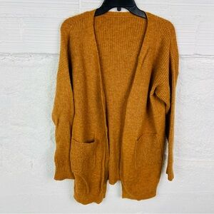 SHIEN Cozy mustered yellow Open-Front knit Cardigan Sweater size large